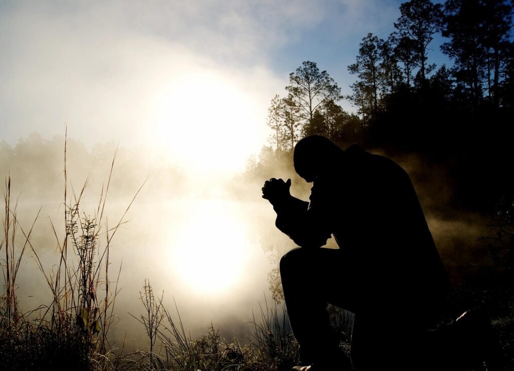 man, fog, silhouette, kneeling, kneel, pray, praying, male silhouette, praying man, prayer, foggy, misty, haze, mist, dawn, dusk, landscape, outdoors, person, pray, pray, pray, praying, praying, prayer, prayer, prayer, prayer, prayer